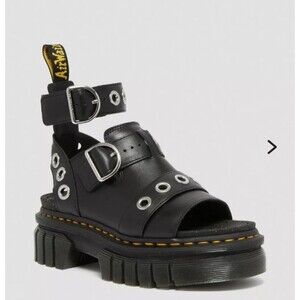 Dr. Martens Ricki Hardware Nappa Lux Leather Platform Sandals Womens US Size 5 *